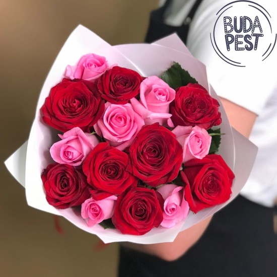 Red and pink roses - only to Budapest